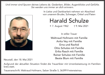 Traueranzeige von Harald Schulze von FZ