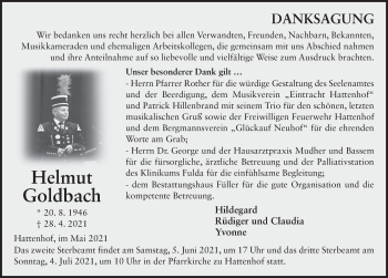 Traueranzeige von Helmut Goldbach von FZ