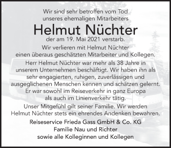 Traueranzeige von Helmut Nüchter von FZ