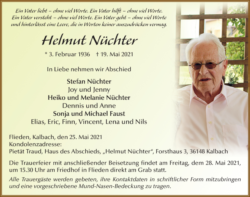  Traueranzeige für Helmut Nüchter vom 25.05.2021 aus FZ