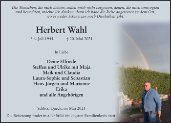Traueranzeige von Herbert Wahl von FZ