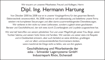 Traueranzeige von Hermann Hartung von FZ