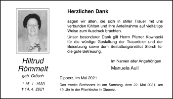 Traueranzeige von Hiltrud Römmelt von FZ