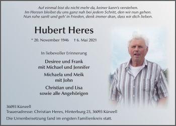 Traueranzeige von Hubert Heres von FZ