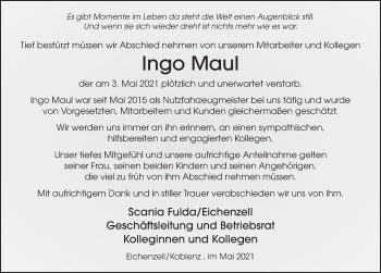 Traueranzeige von Ingo Maul von FZ