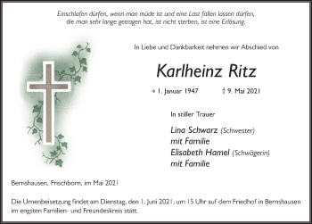 Traueranzeige von Karlheinz Ritz von FZ