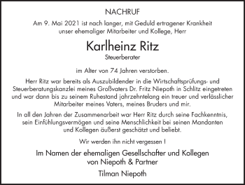 Traueranzeige von Karlheinz Ritz von FZ