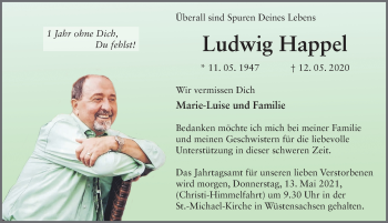 Traueranzeige von Ludwig Happel von FZ