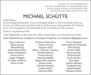 Traueranzeige von Michael Schütte von FZ