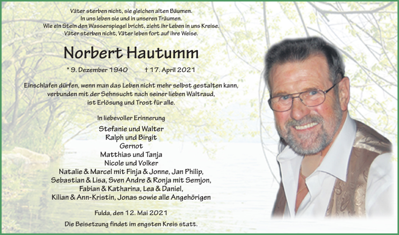  Traueranzeige für Norbert Hautumm vom 12.05.2021 aus FZ