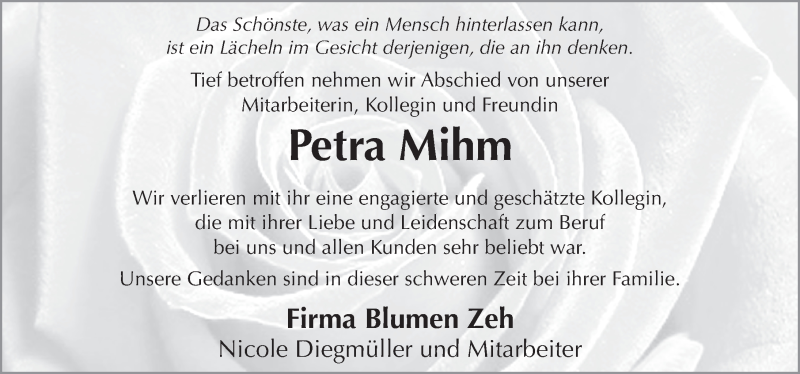 Traueranzeige für Petra Mihm vom 29.05.2021 aus FZ