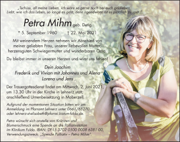 Traueranzeige von Petra Mihm von FZ