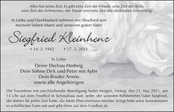 Traueranzeige von Siegfried Kleinhenz von FZ