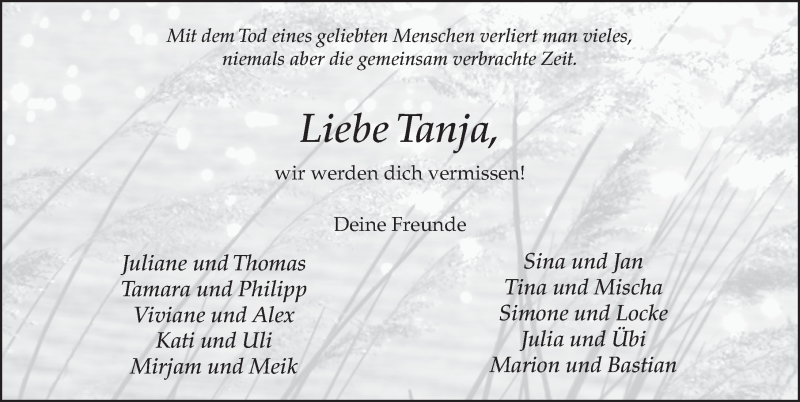  Traueranzeige für Tanja Klee vom 27.05.2021 aus FZ