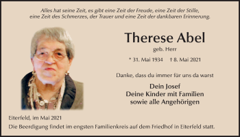 Traueranzeige von Therese Abel von FZ