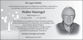 Traueranzeige von Walter Harengel von FZ