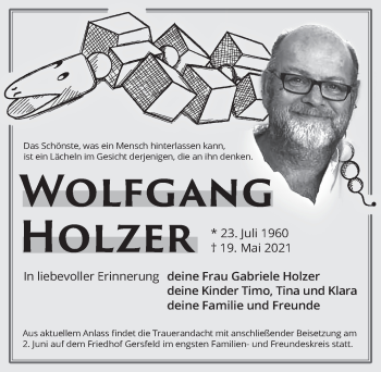 Traueranzeige von Wolfgang Holzer von FZ