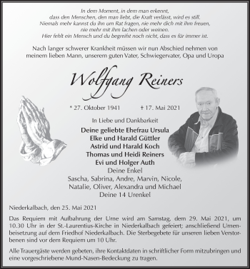 Traueranzeige von Wolfgang Reiners von FZ