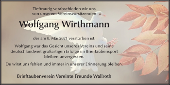 Traueranzeige von Wolfgang Wirthmann von FZ