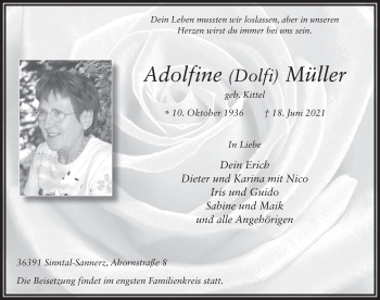 Traueranzeige von Adolfine Müller von FZ