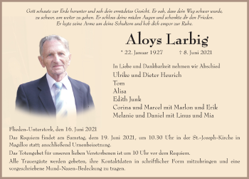 Traueranzeige von Aloys Larbig von FZ