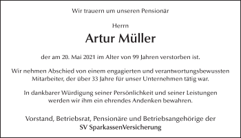 Traueranzeige von Artur Müller von FZ