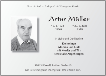 Traueranzeige von Artur Müller von FZ