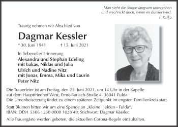 Traueranzeige von Dagmar Kessler von FZ