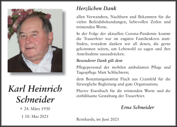 Traueranzeige von Dieter Schneider von FZ