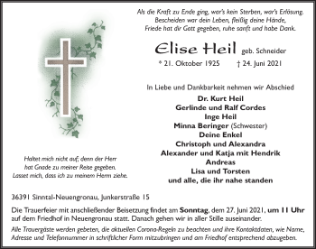 Traueranzeige von Elise Heil von FZ