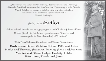 Traueranzeige von Erika Zehentner von FZ