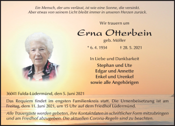 Traueranzeige von Erna Otterbein von FZ