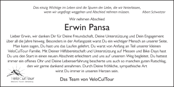 Traueranzeige von Erwin Pansa von FZ