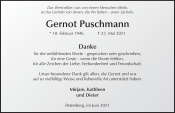 Traueranzeige von Gernot Puschmann von FZ
