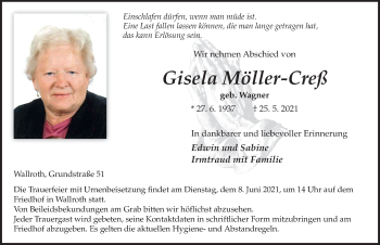 Traueranzeige von Gisela Möller-Creß von FZ