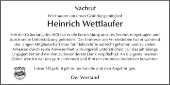 Traueranzeige von Heinrich Wettlaufer von FZ