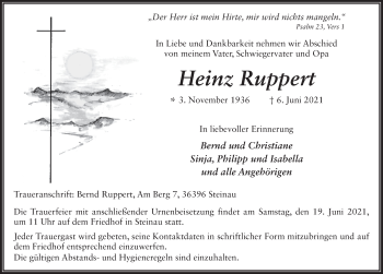 Traueranzeige von Heinz Ruppert von FZ