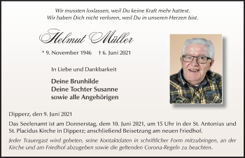Traueranzeige von Helmut Müller von FZ