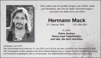 Traueranzeige von Hermann Mack von FZ