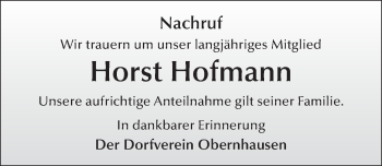 Traueranzeige von Horst Hofmann von FZ