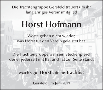Traueranzeige von Horst Hofmann von FZ