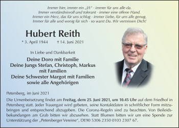 Traueranzeige von Hubert Reith von FZ