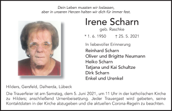 Traueranzeige von Irene Scharn von FZ