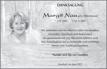 Traueranzeige von Margit Nau von FZ