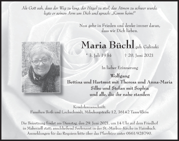 Traueranzeige von Maria Büchl von FZ