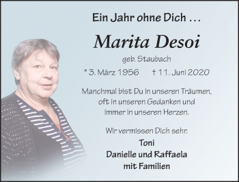 Traueranzeige von Marita Desoi von FZ