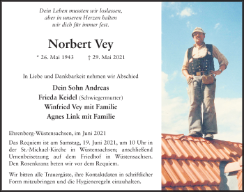 Traueranzeige von Norbert Vey von FZ