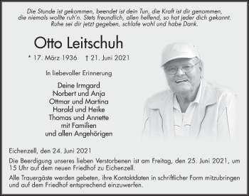 Traueranzeige von Otto Leitschuh von FZ