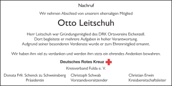 Traueranzeige von Otto Leitschuh von FZ
