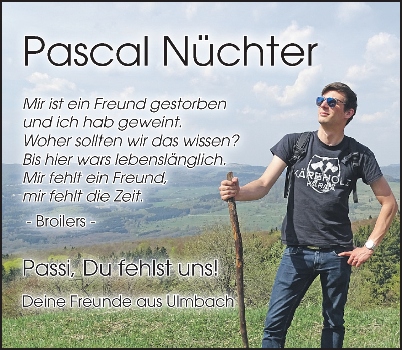  Traueranzeige für Pascal Nüchter vom 16.06.2021 aus FZ
